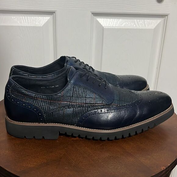 ?? STACY ADAMS  Baxley Oxford Derby Wingtip Shoes - Ink Blue - Sz‎ 13M - EUC main image 4